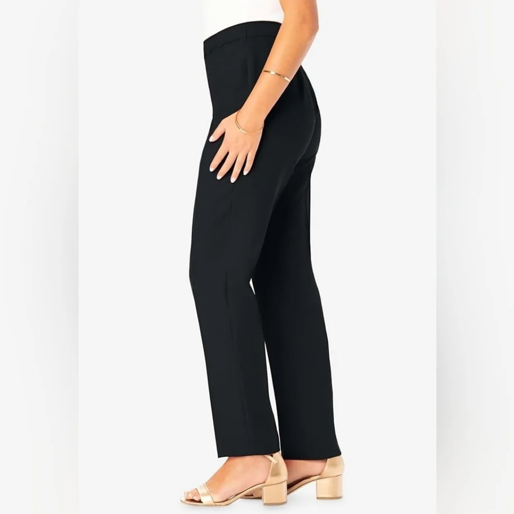 Roaman's Women's Bend Over Button Up Slacks - (Size 14, Black)